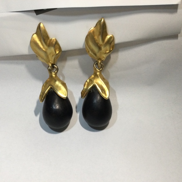 Karl Lagerfeld Jewelry - Vintage Karl Lagerfeld Garden Vegetable Collection Eggplant Earrings